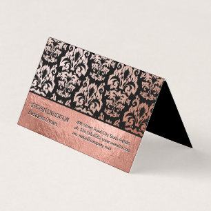 Roos Gold Foil en Damask Patroon Visitekaartjes