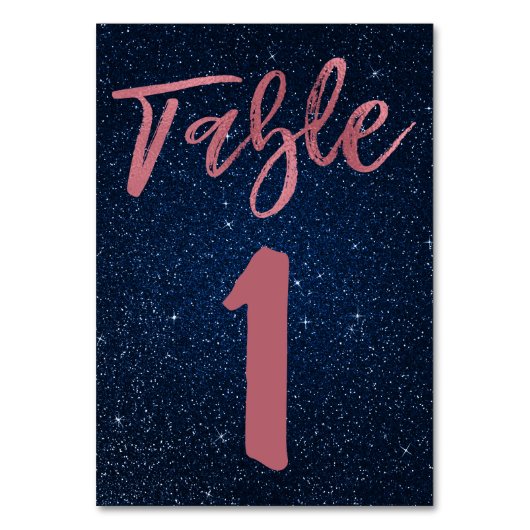 Roos Gold Foil en Navy Blue Tafelnummer (Voorkant)