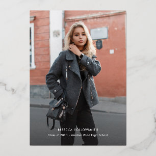 Roos Gold Foil Foto Afstuderen kondiging Folie Uitnodiging