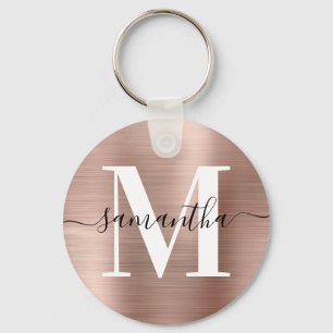 Roos Gold Foil Foto van modern Signature Monogram Sleutelhanger