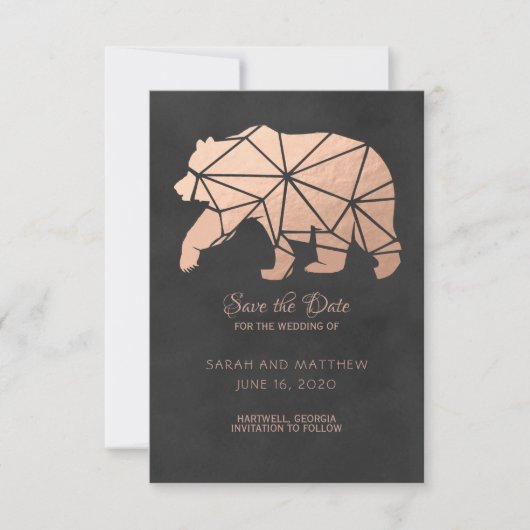 Roos Gold Foil Geo Beer Wedding Save the Date (Voorkant)