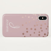 Roos Gold Foil Girly Confetti Monogram Case-Mate iPhone Case (Achterkant (horizontaal))