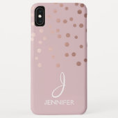 Roos Gold Foil Girly Confetti Monogram Case-Mate iPhone Case (Achterkant)