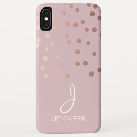 Roos Gold Foil Girly Confetti Monogram Case-Mate iPhone Case (Achterkant)