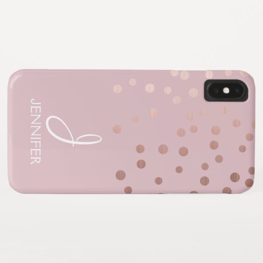 Roos Gold Foil Girly Confetti Monogram Case-Mate iPhone Case (Achterkant (horizontaal))