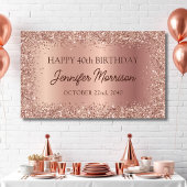 Roos Gold Foil Glitter 40ste Verjaardag Script Spandoek