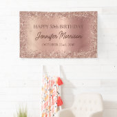 Roos Gold Foil Glitter 50ste Verjaardag Script Spandoek (Insitu)