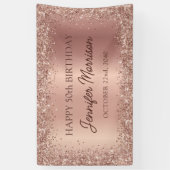 Roos Gold Foil Glitter 50ste Verjaardag Script Spandoek (Verticaal)