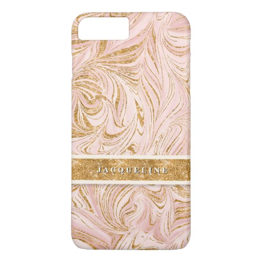  Roos Gold Foil Glitter Marged Pattern Roze Case-Mate iPhone Case (Achterkant)