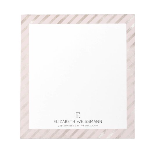 Roos Gold Foil Glitter Monogram Custom Girly Notitieblok (Voorkant)