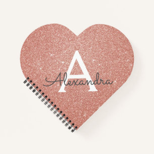Roos Gold Foil Glitter Sparkle Monogram Notebook Notitieboek