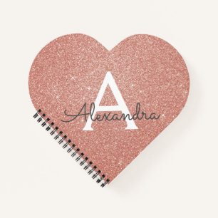 Roos Gold Foil Glitter Sparkle Monogram Notitieboe Notitieboek