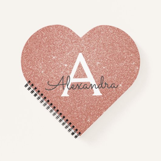 Roos Gold Foil Glitter Sparkle Monogram Notitieboe Notitieboek (Voorkant)