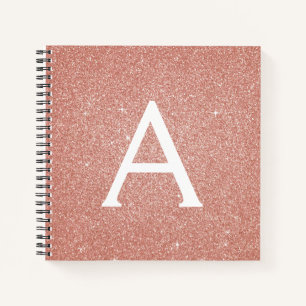 Roos Gold Foil Glitter Sparkle Monogram Notitieboe Notitieboek
