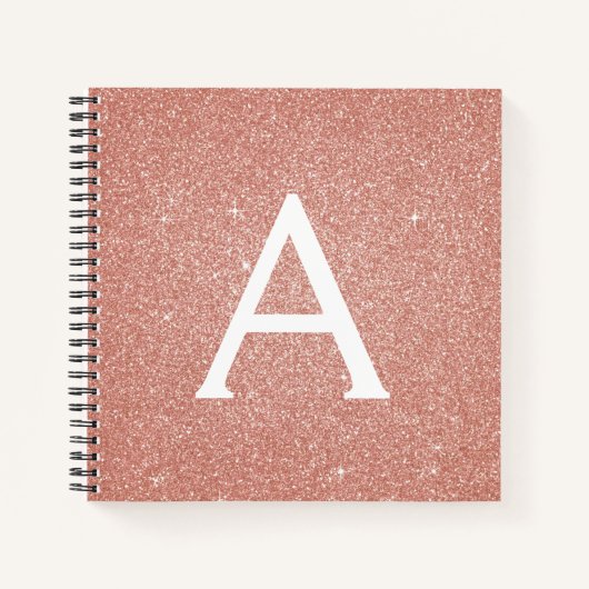 Roos Gold Foil Glitter Sparkle Monogram Notitieboe Notitieboek (Voorkant)