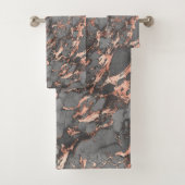 Roos Gold Foil Grey Marble Bath Towel Set Bad Handdoek (Insitu)