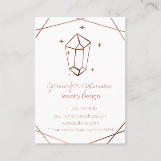 Roos Gold Foil Jewelry Care White Visitekaartje (Voorkant)