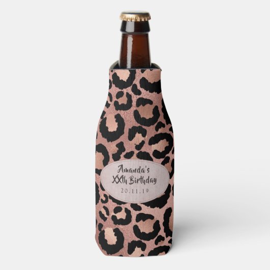 Roos Gold Foil Leopard Spots Flesjeskoeler (Fles Voorkant)