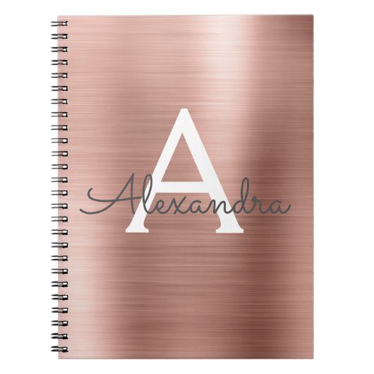 Roos Gold Foil Metallic Metallic Monogram Notitieb Notitieboek (Voorkant)