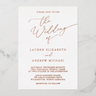 Roos Gold Foil Minimalist Weddenschap Folie Uitnod Uitnodiging