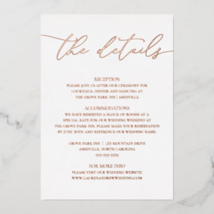 Roos Gold Foil Minimalist Wedding Enclosure Kaart