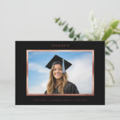 Roos Gold Foil Modern Minimalist Afstuderen Foto Aankondiging (Staand voorkant)