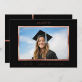 Roos Gold Foil Modern Minimalist Afstuderen Foto Aankondiging (Voorkant / Achterkant)