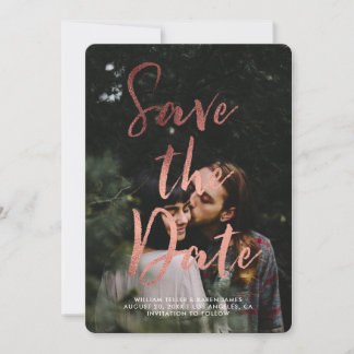 Roos Gold Foil Moderne Manuscript Bekleding sparen Save The Date