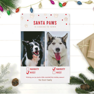 Roos Gold Foil Naughty of Nice Two Dog Photo Card Folie Feestdagenkaart