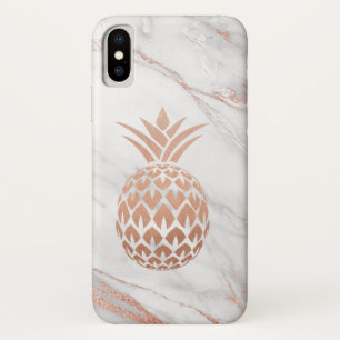 Roos Gold Foil Pineappel op witte marmer iPhone X Hoesje
