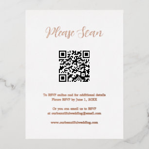 Roos Gold Foil QR Code Wedding Enclosure Kaart