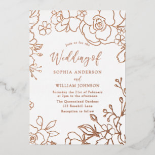 Roos Gold Foil Roos Gold Leaves Weddenschap Folie Uitnodiging