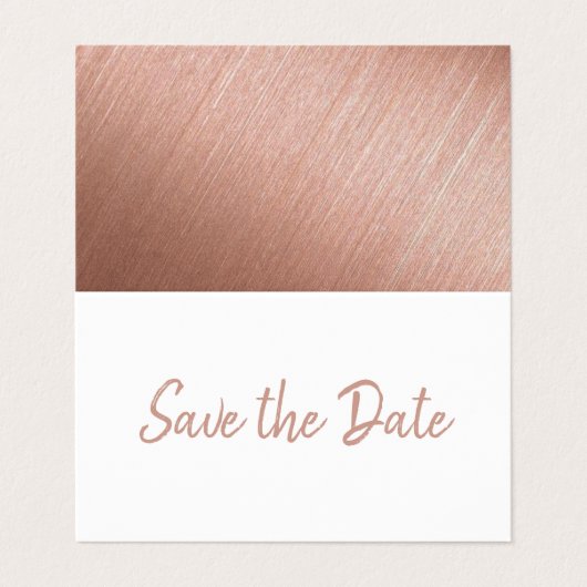 Roos Gold Foil & Script Photo Save the Date Card Visitekaartjes (Buitenkant ongevouwen)