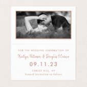 Roos Gold Foil & Script Photo Save the Date Card Visitekaartjes (Binnenkant ongevouwen)