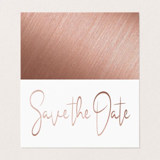 Roos Gold Foil Script Photo Save the Date Card Visitekaartjes (Buitenkant ongevouwen)