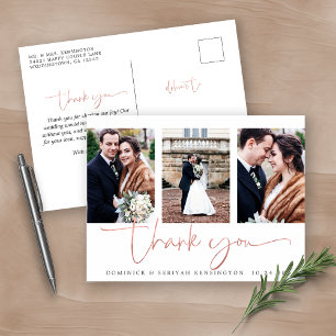 Roos Gold Foil Script Photo Weddenschap Bedankt Briefkaart