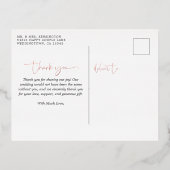 Roos Gold Foil Script Photo Weddenschap Bedankt Folie Uitnodiging Briefkaart (Achterkant)