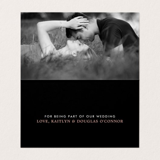 Roos Gold Foil Script Weddenschap Hartelijk dank Visitekaartjes (Binnenkant ongevouwen)