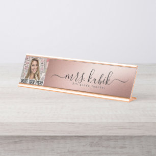 Roos Gold Foil - Speciaal Afbeelding - Desk Name B Bureau Naambordje