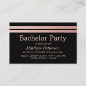 Roos Gold Foil Stripes Bachelor Party Ticket (Voorkant)