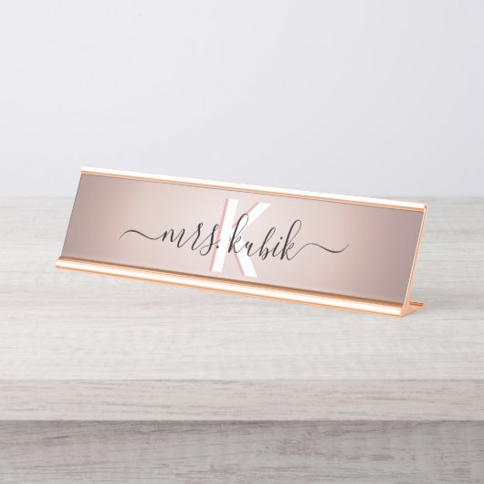 Roos Gold Foil Teacher Desk Name Bord Bureau Naambordje (Voorkant)