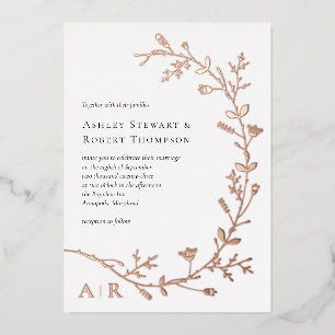 Roos Gold Foil Vine Scroll Wedding Invitation Folie Uitnodiging