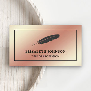 Roos Gold Foil Zwarte Veer  Quill Pen Visitekaartje