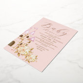 Roos Gold Folie & Blush Pink Princess Baby shower Folie Uitnodiging (Gedraaid)