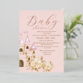 Roos Gold Folie & Blush Pink Princess Baby shower Folie Uitnodiging (Staand Voorkant)