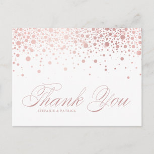 Roos Gold Folie Confetti bruiloft Dank u Briefkaart