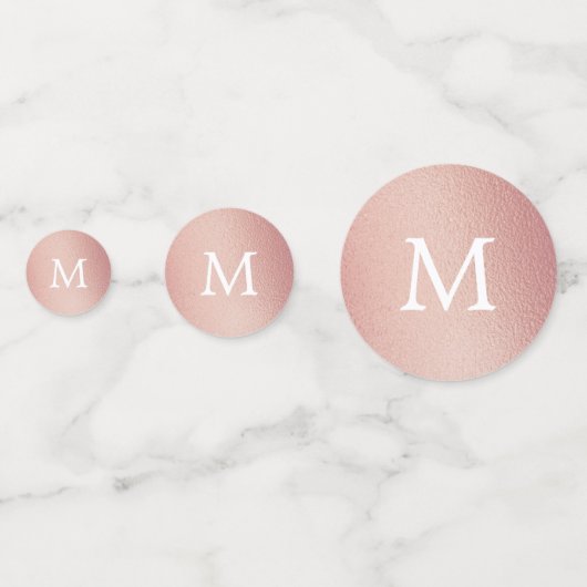 Roos Gold Folie Effect Monogram Huwelijk Confetti (Achterkanten)