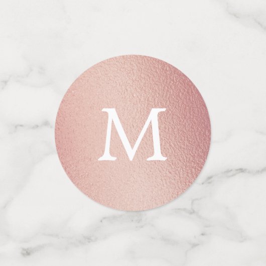 Roos Gold Folie Effect Monogram Huwelijk Confetti (Kleine voorkant)