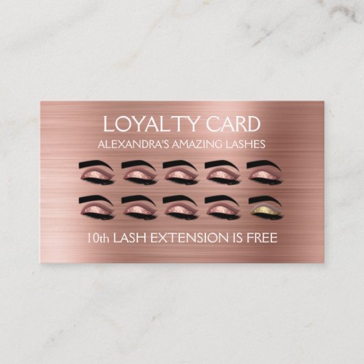 Roos Gold Folie Lashes Loyalty Kaart (Voorkant)