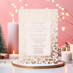Roos Gold Folie Quinceañera Uitnodigingen Bloemen